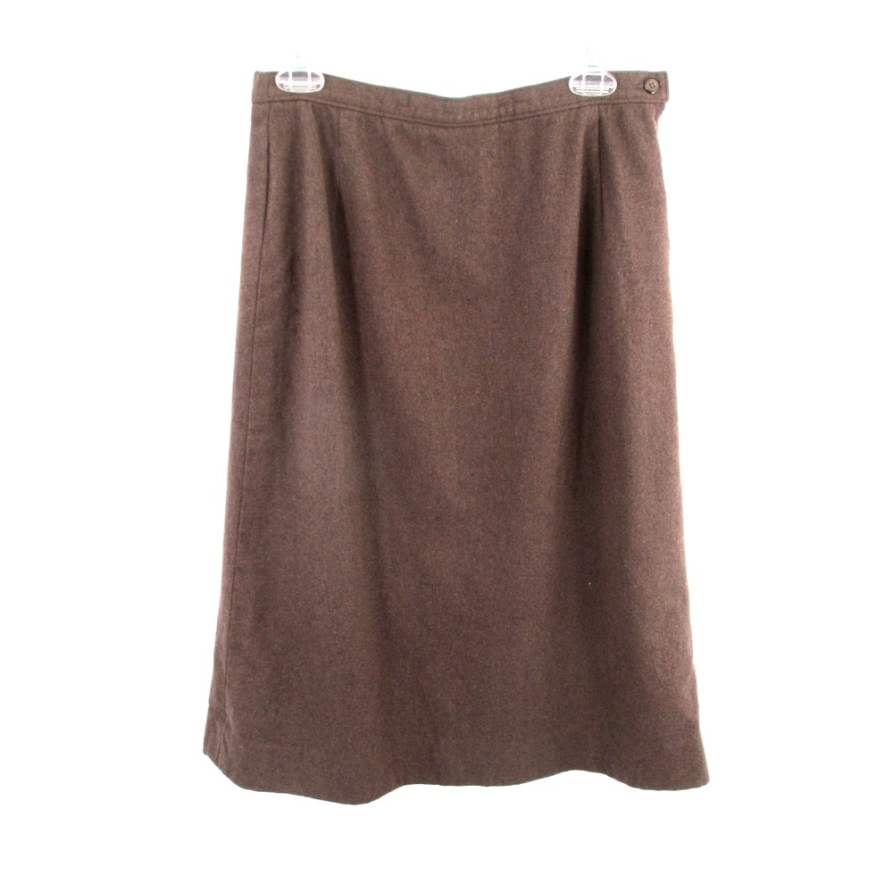 Pendleton Brown Virgin Wool Midi Skirt Womens Size 1 Vintage A-Line Made in USA